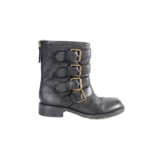 Marc By Marc Jacobs Women's Size 35 Black Mid-Calf Biker Boot Multi-Buckle Zip - Picture 10 of 10